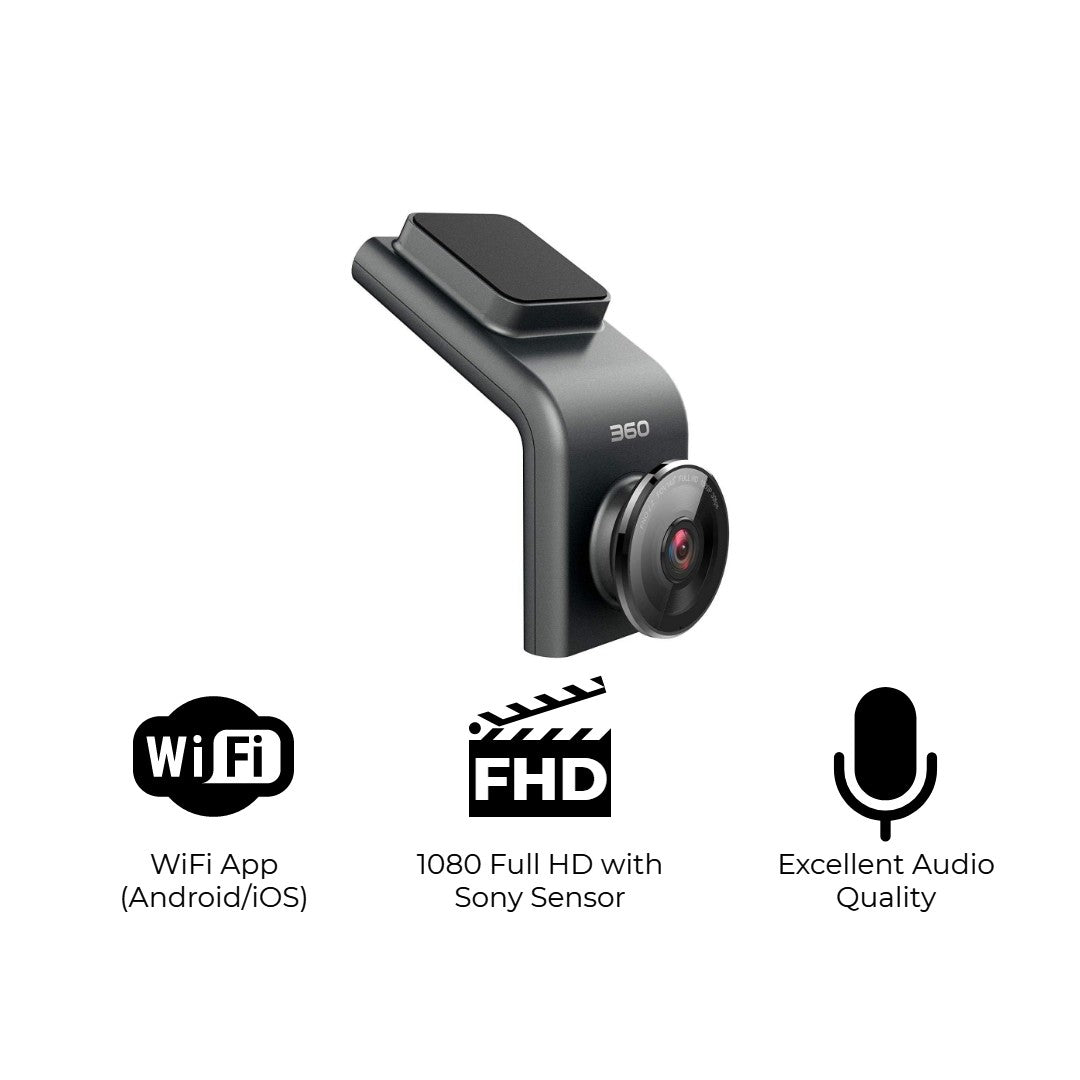 360 Auto Dash Cam Kamera, G300, Full HD, Ezüst 