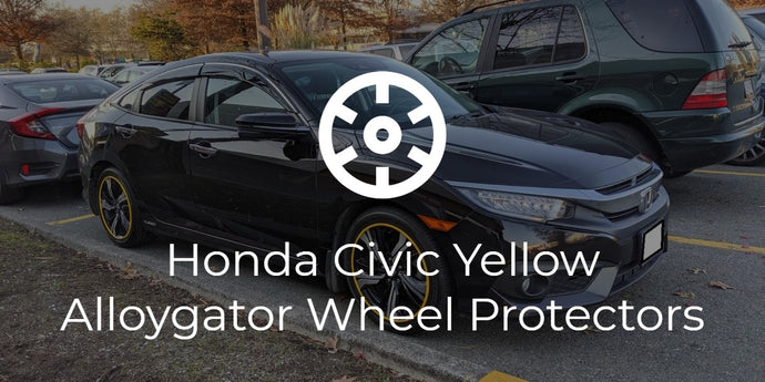 Yellow Alloygator Wheel Protectors on Civic Touring