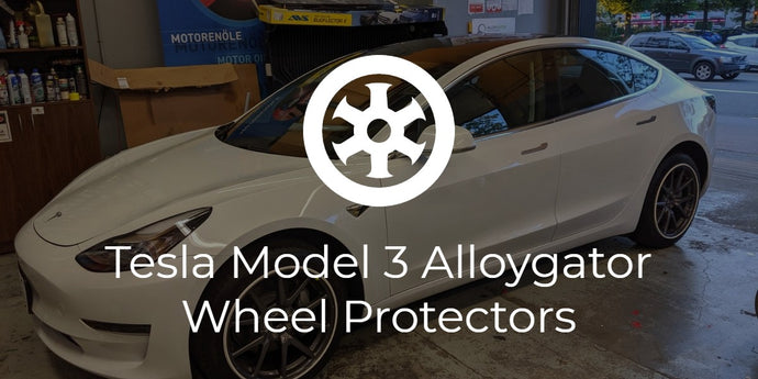 White Tesla Model 3 Alloygator Wheel Protectors