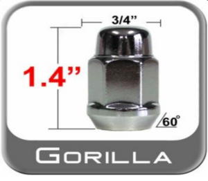 Gorilla Bulge Acorn Heat Treated Lug Nuts (Chrome/Black)
