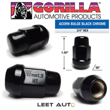 Gorilla Bulge Acorn Heat Treated Lug Nuts (Chrome/Black)
