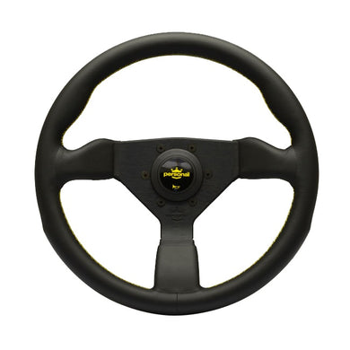 Personal Grinta 350mm Black Leather Yellow Stitch Steering Wheel - Overdrive Auto Tuning, Steering Wheels auto parts