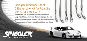 Spiegler 6 Piece Stainless Steel Brake Lines for Porsche (997.2, 991, 718. 981)