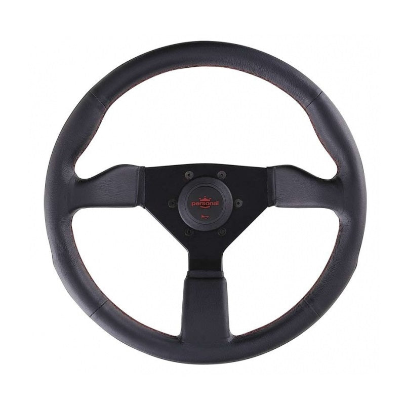 Personal Neo Grinta 350mm Black Leather Red Stitch Steering Wheel